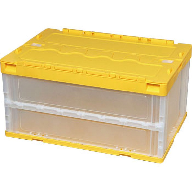 CF-S76NR 折りたたみコンテナー CF-S76NR 岐阜プラスチック工業(RISU/リス) 容量75L フタのあり イエロー/クリア色 外寸(幅×奥行×高さ)650×440×340mm 1セット(5個)