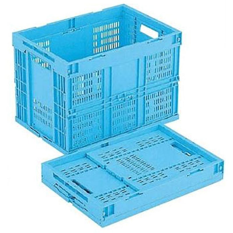 CB-M60W 折りたたみコンテナー CB-M60W 岐阜プラスチック工業(RISU/リス) 容量59L ブルー色 外寸(幅×奥行×高さ)530×366×380mm 1セット(5個)