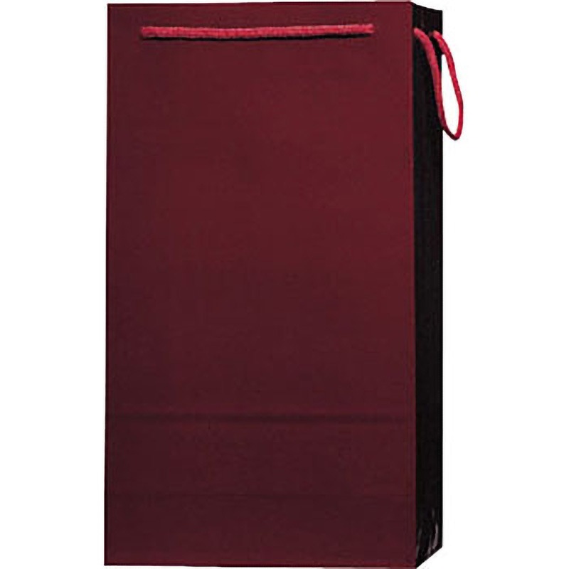 ワイン2本 ブライトバッグ紙袋 ワイン用 HEIKO えんじ色 幅200mmマチ100mm高さ365mm 1箱(10枚×5パック)