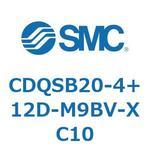 CDQSB20-4+12D-M9BV-XC10 薄形シリンダ/コンパクトタイプ CQSシリーズ(CDQSB20-4+12D-M9BV-XC10～) SMC