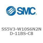 SS5V3-W10S6N2ND-11BS-C8 5ポートソレノイドバルブ用マニホールドベース SV3000シリーズ SS5V3-W10S6N2ND SMC