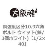 鋼強度区分10.9六角ボルト ウィット(鉄/3価ホワイト)(小箱) 大阪魂