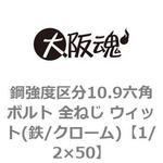 鋼強度区分10.9六角ボルト 全ねじ ウィット(鉄/クローム)(小箱) 大阪魂