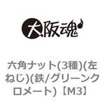 六角ナット(3種)(左ねじ)(鉄/グリーンクロメート)(小箱) 大阪魂