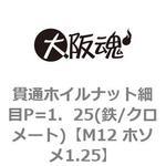 貫通ホイルナット細目P=1．25(鉄/クロメート) 大阪魂