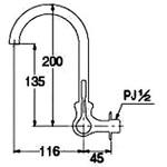 708-007-13QR 厨房用横形スワン水栓 カクダイ 呼び径13mm - 【通販