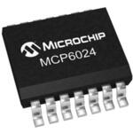 MCP6024-I/SL Microchip オペアンプ， 表面実装， 4回路， 単一電源， MCP6024-I/SL MICROCHIP