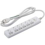 発煙ガード付き電源タップ 雷ガード 3P対応 6個口 2m オーム電機 発煙ガード付き電源タップ 雷ガード 3P対応 6個口 2m オーム電機