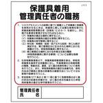 保護具着用管理責任者の職務 J43 仙台銘板 保護具着用管理責任者の職務 J43 仙台銘板