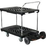 プラスチック台車 ダンディXシリーズ タイプXA 2段テーブル片ハンドル式 W935×D605 4輪自在 + Ride + 専用アタッチメント(XA-RA) ダンディ