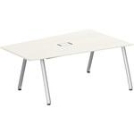 アフィーノ ミーティングテーブル 台形型 配線カバー付 連結ワイヤリング・アルミミラー脚 W1800<配送時組立サービス付> イトーキ