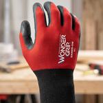 [ウィード/Wonder Grip] タッチパネル対応 作業用手袋 薄手 13ゲージ 天然ゴム 背抜き 独自湾曲手型 Lサイズ HANDS-ON WG-H230 (3双入り)レッド WONDER GRIP