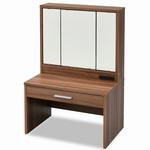 三面鏡 ドレッサー ロータイプ コンセント付き 収納付ミラー メイク台