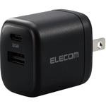 スマホ充電器 AC充電器 タイプC×1ポート USB×1ポート PD 30W GaN 小型 軽量 USBコンセント エレコム