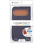 Google Pixel 11 [FlipNote] 耐衝撃フリップノートケース ネイビー×ブラウン トリニティ