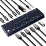 USB-C 切替BOX 1:パソコン切替機能 2:モニタ2台接続 3:Hub機能(USB/LAN/audio/PD100W)   バスパワー(電源不要)  1.0m接続ケーブル2本付 Vodaview