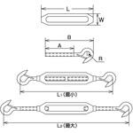 ステンレス SUS316 枠式ターンバックル 外れ止め付(フック&フック) 水本機械製作所 ステンレス SUS316 枠式ターンバックル 外れ止め付(フック&フック) 水本機械製作所