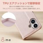 iPhone16 ケース レザー 手帳型 マグネット フラップ 衝撃吸収 フィンガーストラップ付 ミラー付 &me エレコム