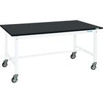 軽量作業台 パールホワイト(KTタイプ/耐荷重300kg/サカエリューム天板ブラック色/H825/キャスター付) サカエ