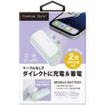 Type-C 直挿しモバイルバッテリー 5000mAh PD20W Premium Style オーロラ PG-LB50C03AR [USB Power Delivery対応 /2ポート] PGA