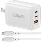 Power Delivery対応 GaN AC充電器/65W/USB Type-A 1ポート/Type-C 2ポート/ホワイト & Type-C to Cケーブルセット アドテック