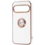 Google Pixel 11 / ソフトケース Meta Frame +リング / ホワイト/ゴールド レイ・アウト