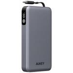 モバイルバッテリー 10000mAh 準固体 グレー Spark Reel HUE 巻取りケーブル内蔵 AUKEY(オーキー) モバイルバッテリー 10000mAh 準固体 グレー Spark Reel HUE 巻取りケーブル内蔵 AUKEY(オーキー)