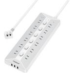 薄型電源タップ 延長コード2m 12AC+1USB-A+2USB-C TESSAN 薄型電源タップ 延長コード2m 12AC+1USB-A+2USB-C TESSAN