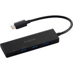 U3HC-H040PBK Type-Cハブ USB3.2 Gen1 (USB-A×3 USB-C×1) PD対応 85W バスパワー/セルフパワー 両対応 ケーブル長12cm エレコム