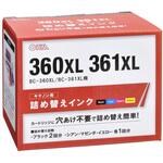 キヤノン用詰め替えインク BC-360XL/361XL 4色 オーム電機 キヤノン用詰め替えインク BC-360XL/361XL 4色 オーム電機