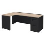 アドバンス L型左用右片袖3段引出無 配線カバー標準タイプ ダイヤル錠 オカムラ(岡村製作所)