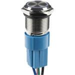 ステンレス製プッシュボタン ワイヤ付き ラッチング(16 mm、赤色LED) SPARKFUN