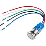 ステンレス製プッシュボタン ワイヤ付き モーメンタリ(16 mm/赤色LED) SPARKFUN