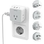 電源変換プラグC/BF/O/SEタイプ 3AC+2USB-A+1USB-C TESSAN