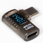 USB-C延長アダプタ [USB-C オス-メス USB-C /映像 /充電 /転送 /8K /PD140W /USB4(40Gbps)] 水平L型 クリアブラック FUHA-CCD112FL [8K] フリーダム