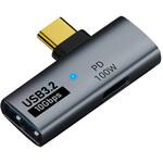 USB-C - USB-C+USB-A 変換ハブ(Android/iPadOS/iOS/Mac/Windows11対応) グレー [バス&セルフパワー /2ポート /USB 3.2 Gen2対応 /USB Power Delivery対応] フリーダム