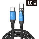 USB-C - USB-Cケーブル [充電 /転送 /1.0m /PD100W /USB2.0] 540°回転 ブラックブルー FUSB-CCALL610BBL [USB-C - USB-C] フリーダム