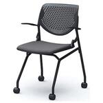 ルナ ネスティング 肘付  背パッド無 ブラックシェル ブラックフレーム ナイロン双輪 オカムラ(岡村製作所)