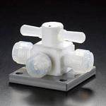 NR1328-004 PTFE 三方バルブ圧入型ベース付 12Φ フロンケミカル