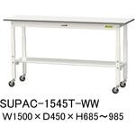 は*ね様 頑丈な台 一点限り 軽量作業台/耐荷重128kg_高さ調整移動式H685~985_半面棚板付_