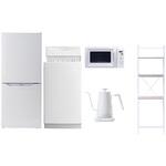 【家電セット】5点セット (6kg洗濯機 106L冷蔵庫 電子レンジ 温調ケトル 家電収納ラック) YAMAZEN(山善)