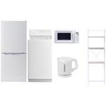 【家電セット】5点セット (6kg洗濯機 106L冷蔵庫 電子レンジ 電気ケトル 家電収納ラック) YAMAZEN(山善)