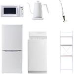【家電セット】6点セット (6kg洗濯機 106L冷蔵庫 電子レンジ 温調ケトル スティッククリーナー 家電収納ラック) YAMAZEN(山善)