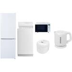 【家電セット】5点セット (6kg洗濯機 157L冷蔵庫 オーブンレンジ 炊飯器 電気ケトル) YAMAZEN(山善)