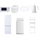 【家電セット】7点セット (6kg洗濯機 157L冷蔵庫 電子レンジ 炊飯器 シーリングライト 温調ケトル 家電収納ラック) YAMAZEN(山善)
