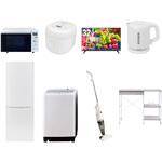 【家電セット】8点セット (8kg洗濯機 173L冷蔵庫 オーブンレンジ 炊飯器 32型液晶テレビ 電気ケトル スティッククリーナー レンジラック) YAMAZEN(山善)