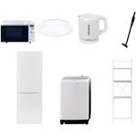 【家電セット】7点セット (8kg洗濯機 173L冷蔵庫 オーブンレンジ シーリングライト 電気ケトル 軽量クリーナー 家電収納ラック) YAMAZEN(山善)