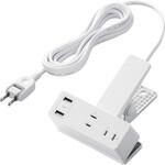 ECT-3030WH 電源タップ 延長コード USB付き 3m (コンセント×3 USB A×2) クリップ式 雷ガード ほこり防止シャッター エレコム