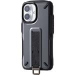 iPhone 16 ケース ハイブリッド 衝撃吸収 ストラップホール付 フィンガーベルト付 NESTOUT エレコム