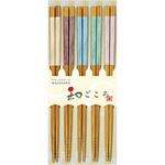 来客箸 食洗機対応 すす竹京からかみ 5膳 アオバ
